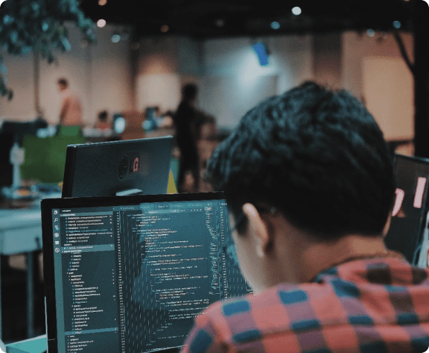 programmer at the computer working